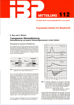 Transparente Wärmedämmung - Fraunhofer