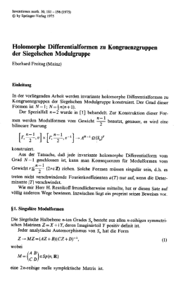 Holomorphe Differentialformen zu Kongruenzgruppen der