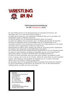 Haftungsausschlusserklärung für den Wrestling Run 2016 Mit