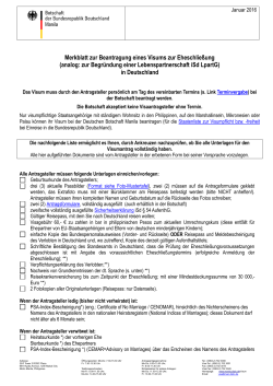 Merkblatt zu Visa für Eheschließung in Deutschland