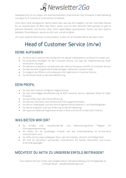 Head of Customer Service (m/w)