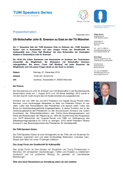 Presseinformation US-Botschafter John B. Emerson zu Gast an der TU
