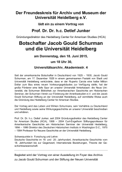 Botschafter Jacob Gould Schurman und die Universität Heidelberg
