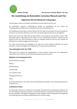 Die Ausbildung als Botschafter zwischen Mensch