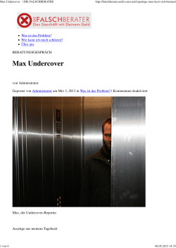 Max Undercover € DIE FALSCHBERATER