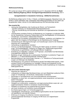 Stadt Leipzig Stellenausschreibung Wir suchen ab Januar 2016