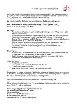 DRG-Koordinator (m/w) in Vollzeit oder Teilzeit (mind. 70