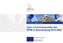 Ziele und Schwerpunkte des EFRE in Brandenburg 2014-2020