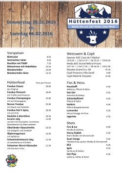 Vorspeisen Hüttenfood Weisswein & Cüpli Fies & Heiss Shots