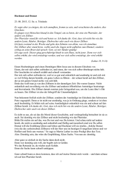 Hochmut und Demut Pharis&auml;er und Z&ouml;llner