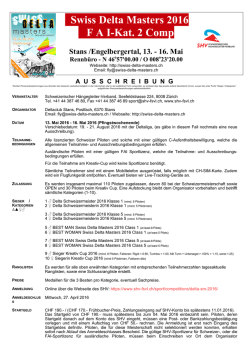 Ausschreibung - Swiss Delta Masters 2016