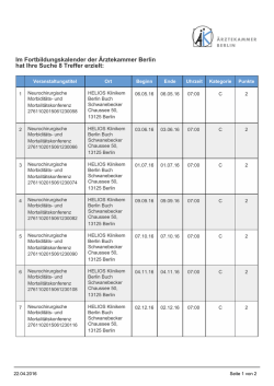 Im Fortbildungskalender der Ärztekammer Berlin hat Ihre Suche 8