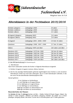 Altersklassen Saison 2015/2016 - Südwestdeutscher Fechtverband eV