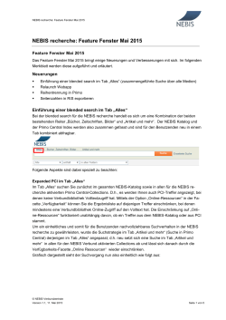 NEBIS recherche: Feature Fenster Mai 2015