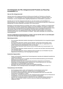 Grundsatzpapier der RAL G&uuml;tegemeinschaft Produkte aus Recycling