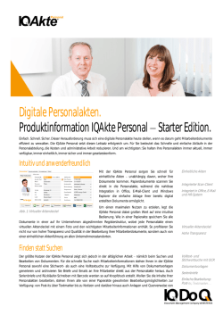 Digitale Personalakten. Produktinformation IQAkte Personal Starter