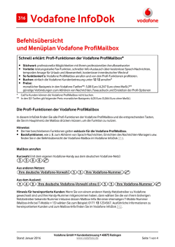 InfoDok 316: Befehls&uuml;bersicht und Men&uuml;plan