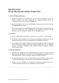 Richtlinien für die Sikyong und Chithue Wahlen 2016