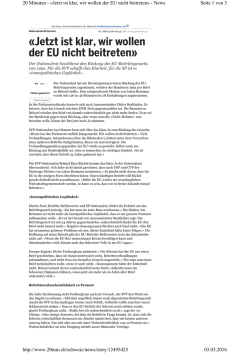 Jetzt ist klar, wir wollen der EU nicht beitreten