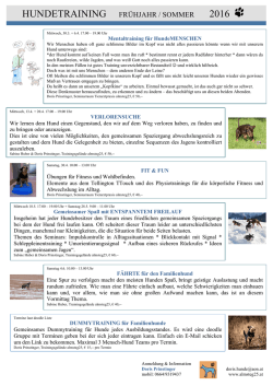 HUNDETRAINING FR&Uuml;HJAHR / SOMMER 2016