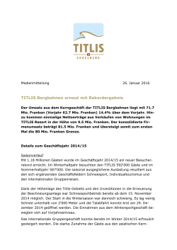 TITLIS Bergbahnen erneut mit Rekordergebnis