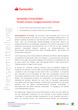 Santander Universitäten fördert erneut Cologne Summer School