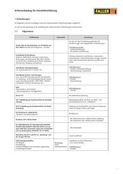Herstellererkl&auml;rung Kriterienkatalog Gebr. FALLER GmbH