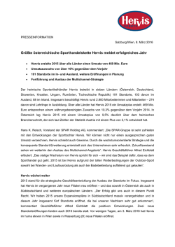 Gr&ouml;&szlig;te &ouml;sterreichische Sporthandelskette Hervis meldet