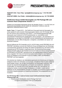 FieldComm Group meldet Herausgabe von FDI Package IDE und