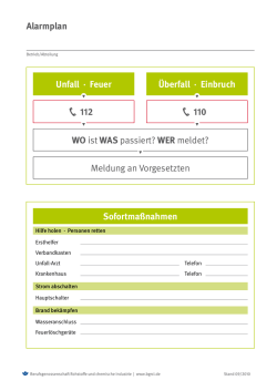 Alarmplan Sofortma&szlig;nahmen Unfall &middot; Feuer WO ist WAS passiert