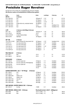 Preisliste Ruger Revolver