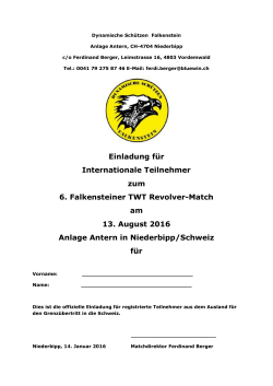Einladung für Internationale Teilnehmer zum 6. Falkensteiner TWT
