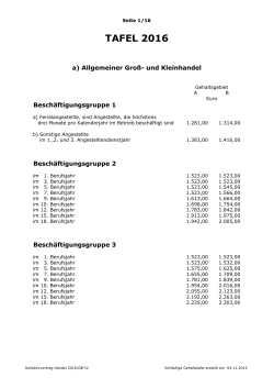 Gehaltstafel Handel 2016