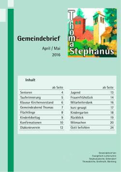 Gemeindebrief - Stephanuskirche Gebersdorf