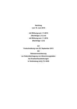 Nachtrag vom 10. Juni 2015 mit Wirkung zum 1.7.2015 (Nachträge 2