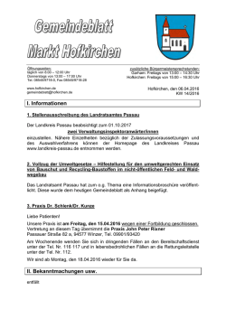 I. Informationen II. Bekanntmachungen usw.