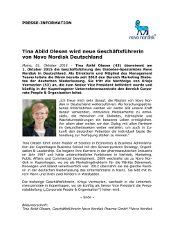 Tina Abild Olesen wird neue Geschäftsführerin von Novo Nordisk
