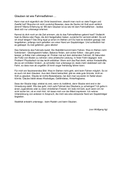Glauben ist wie Fahrradfahren