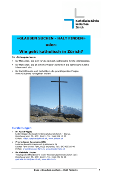 Glauben suchen &ndash; Heimat finden - Katholische Kirche im Kanton
