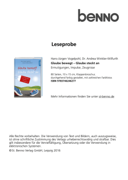 Glaube bewegt &ndash; Glaube steckt an
