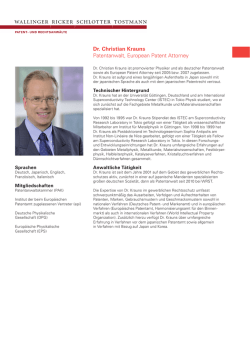 Dr. Christian Krauns Patentanwalt, European Patent