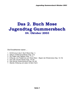 Das 2. Buch Mose Jugendtag Gummersbach