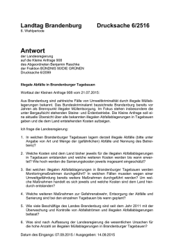 Kleine Anfrage: Illegale Abfälle in Brandenburger Tagebauen