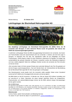 Lehrlingslager der Bischofszell Nahrungsmittel AG