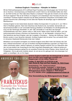Andreas Englisch: Franziskus – Kämpfer im Vatikan Eine