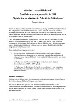 Initiative „Lernort Bibliothek“ Qualifizierungsprogramm 2015