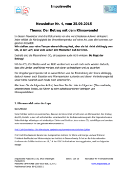 Impulswelle Newsletter Nr. 4, vom 25.09.2015 Thema: Der Betrug