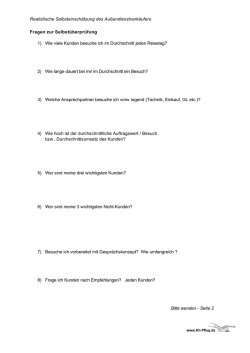 Realistische Selbsteinschätzung des Außendienstverkäufers Fragen