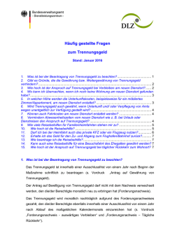 H&auml;ufig gestellte Fragen zum Trennungsgeld