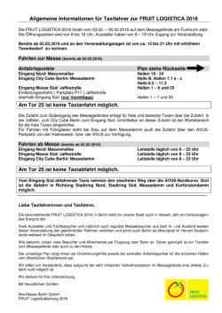 Informationen f&uuml;r Taxifahrer zur Fruit Logistica 2016